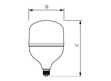 Dimension Drawing (with table) - TForce Core HB 5Klm 50W E27 865 WV