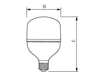 Dimension Drawing (with table) - TForce Core HB 5Klm 50W E40 865 WV