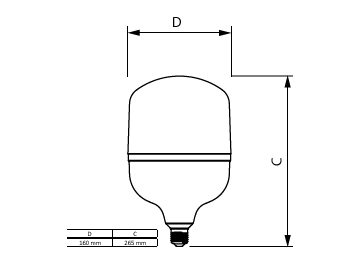 Dimension Drawing (with table) - TForce Core HB MV ND 80W E27 865