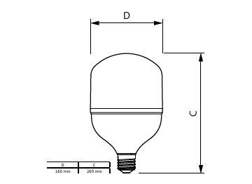 Dimension Drawing (with table) - TForce Core HB MV ND 80W E40 865