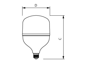 Dimension Drawing (with table) - TForce Core HB MV ND 52W E27 865