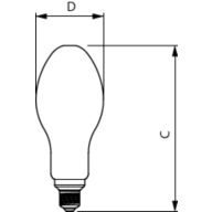 Dimension Drawing (with table) - TForce Core LED HPL 24.5W E27 840 FR