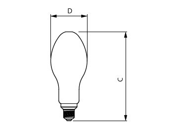 Dimension Drawing (with table) - TForce Core LED HPL 24.5W E27 840 FR
