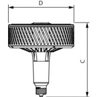 Dimension Drawing (with table) - TForce HB 140W E40 865 NB GM