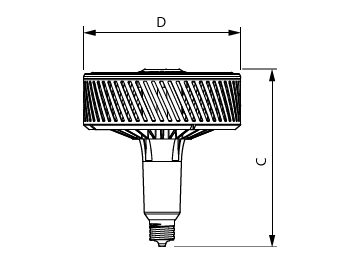 Dimension Drawing (with table) - TForce HB 140W E40 865 NB GM