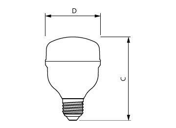 Dimension Drawing (with table) - TForce Core HB 2.2Klm 30W E27 865 WV