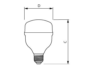 Dimension Drawing (with table) - TForce Core HB 3Klm 40W E27 865 WV