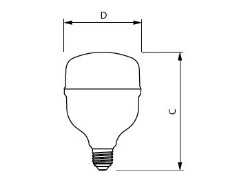 Dimension Drawing (with table) - TForce Core HB 4Klm 50W E27 865 WV