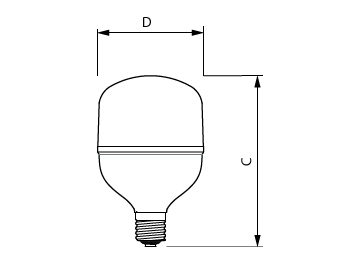 Dimension Drawing (with table) - TForce Core HB 65W 7.0Klm E40 865 CN GN5