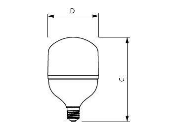 Dimension Drawing (with table) - TForce Core HB 80W 9.0Klm E40 865 CN GN5
