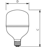 Dimension Drawing (with table) - TForce Core HB 60W E40 865 WV G3
