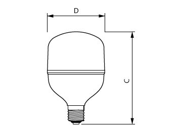 Dimension Drawing (with table) - TForce Core HB 60W E40 865 WV G3