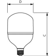 Dimension Drawing (with table) - TForce Core HB MV ND 80W E40 865 GEN3