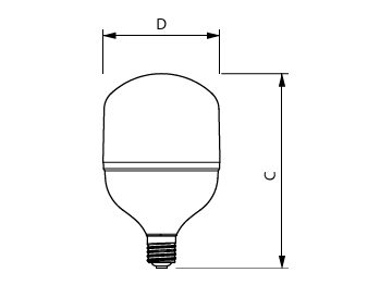 Dimension Drawing (with table) - TForce Core HB 80W E40 865 WV G3