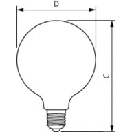 Dimension Drawing (with table) - LED classic 60W E27 WW G120 FR ND SRT4