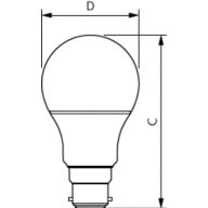 Dimension Drawing (with table) - LEDBulb 8W B22 965 230V 1PF/6 AU