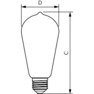 Dimension Drawing (with table) - MAS VLE LEDBulbD4-25W E27 ST64 GOLD SP G