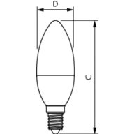 Dimension Drawing (with table) - CorePro candle ND 5-40W E14 827 B35 FR