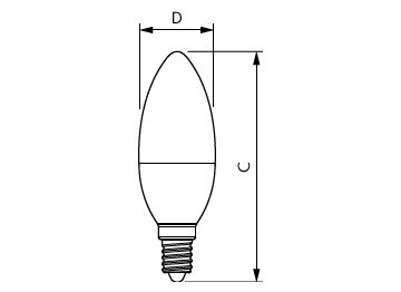 Dimension Drawing (with table) - LED 3.5-40W E14/E27 6500K WV B35FRND 1PF
