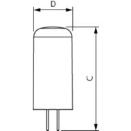 Dimension Drawing (with table) - CorePro LEDcapsuleLV 2.1-20W G4 827 D