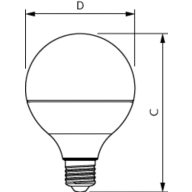 Dimension Drawing (with table) - LEDGlobe13-175W G95 E27 CDL100-240V BR