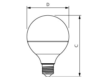 Dimension Drawing (with table) - LEDGlobe13-100W G30 E27 WW W ND MX