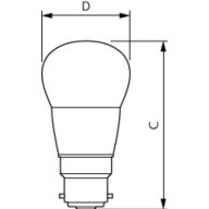 Dimension Drawing (with table) - LEDLuster 5W P45 6500K B22 ND FR AU 2CT