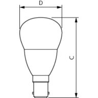 Dimension Drawing (with table) - LEDLuster 5W P45 6500K B15 ND FR AU 2CT
