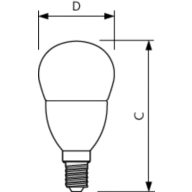 Dimension Drawing (with table) - MAS LEDlustre DT 5.5-40W E14 P48 CL