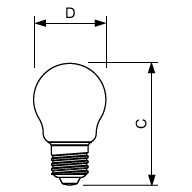 Dimension Drawing (with table) - CorePro LEDLusterND2-25W P45 E27 827 CLG