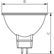 Dimension Drawing (with table) - MAS LEDspotLV DimTone 7.5-50W MR16 36D