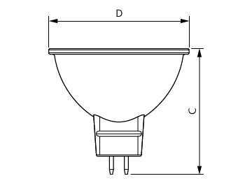 Dimension Drawing (with table) - MAS LEDspotLV DimTone 7.5-50W MR16 36D