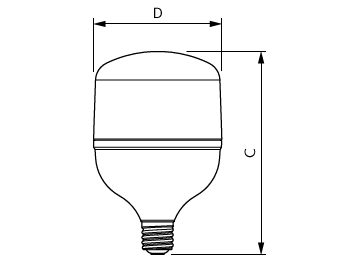 Dimension Drawing (with table) - TForce Core HB 80W E40 865 WV G3