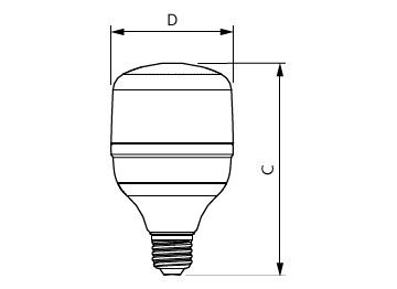 Dimension Drawing (with table) - TForce Core HB MV ND 20W E27 830 G3