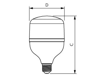 Dimension Drawing (with table) - TForce Core HB MV ND 30W E27 840 G3