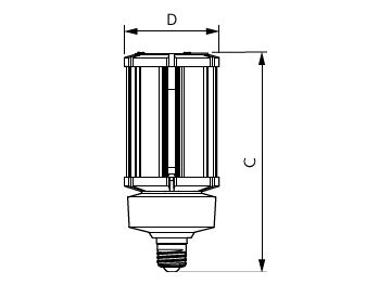 Dimension Drawing (with table) - 36CC/LED/840/ND E26 G2 BB 6/1