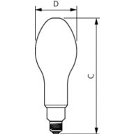 Dimension Drawing (with table) - TForce Core LED HPL 36W E27 830 FR
