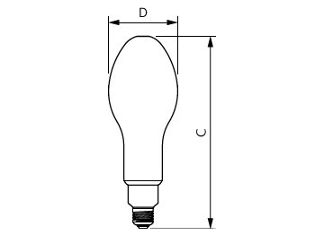Dimension Drawing (with table) - MAS LED HPL M 3.8Klm 24W 830 E27 FR G