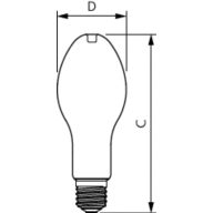 Dimension Drawing (with table) - MAS LED HPL M 6Klm 33.5W 840 E40 FR G