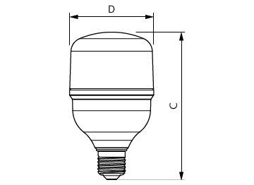 Dimension Drawing (with table) - Entry LED HPI MV 2.7Klm 24W 865 E27
