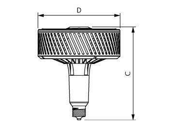 Dimension Drawing (with table) - 165HB/LED/840/D NB DL BB G2 4/1