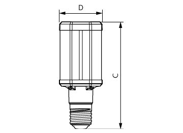 Dimension Drawing (with table) - TForce LED HPL ND 60-42W E40 840