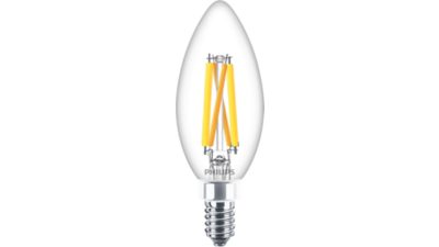 DEL Ampoule flamme transparente B11 E12 à filament x3, 60 W