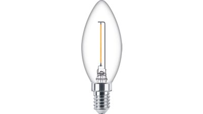 LED Filament kertepære, klar 15 W B35 E14