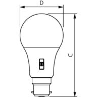 Dimension Drawing (with table) - LEDBulb 14W B22 DS FR DIM 1PF/6 AU