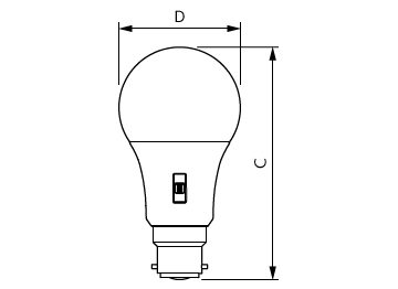 Dimension Drawing (with table) - LEDBulb 9W B22 DS FR DIM 1PF/6 AU
