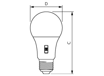 Dimension Drawing (with table) - LEDBulb 14W E27 DS FR DIM 1PF/6 AU