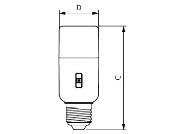 Dimension Drawing (with table) - LEDStick 10W E27 DS FR DIM 1PF/6 AU