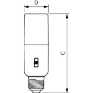 Dimension Drawing (with table) - LEDStick 14W E27 DS FR DIM 1PF/6 AU