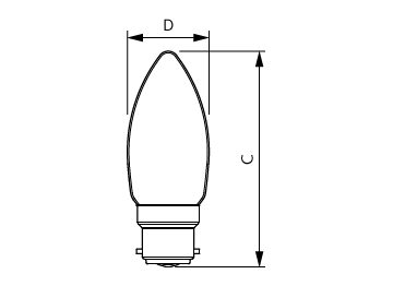 Dimension Drawing (with table) - LEDclassic 3.5W B35 2700K B22 D CL AU